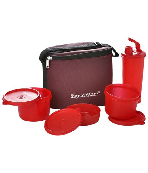 executive steel medium lunch box|Signoraware Executive Lunch Box With Bag 15 Cm Deep Red.